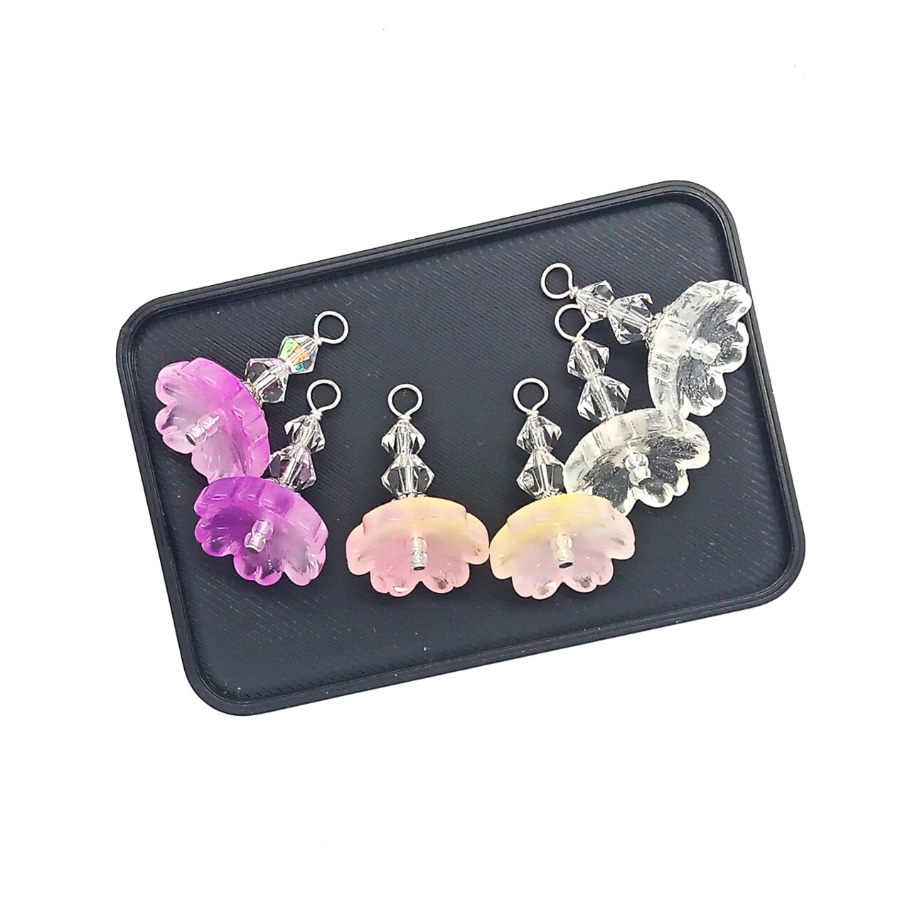 Flower Dangle Charms for Earrings, 3 Matching Pairs, Adorabilities